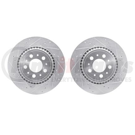 7002-27053 by DYNAMIC FRICTION COMPANY - Brake Rotors - Drilled & Slotted - Silver
