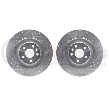 7002-27054 by DYNAMIC FRICTION COMPANY - Brake Rotors - Drilled & Slotted - Silver