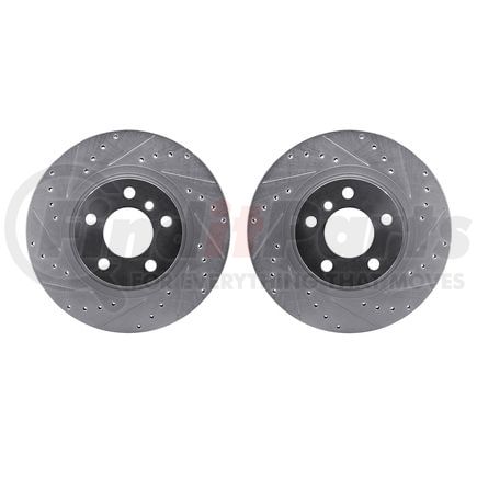 7002-31117 by DYNAMIC FRICTION COMPANY - Brake Rotors - Drilled & Slotted - Silver