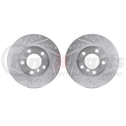 7002-32012 by DYNAMIC FRICTION COMPANY - Brake Rotors - Drilled & Slotted - Silver