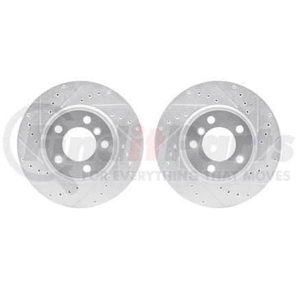 7002-32013 by DYNAMIC FRICTION COMPANY - Brake Rotors - Drilled & Slotted - Silver