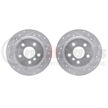 7002-32014 by DYNAMIC FRICTION COMPANY - Brake Rotors - Drilled & Slotted - Silver