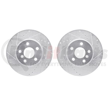 7002-32008 by DYNAMIC FRICTION COMPANY - Brake Rotors - Drilled & Slotted - Silver