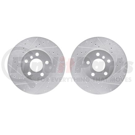 7002-32011 by DYNAMIC FRICTION COMPANY - Brake Rotors - Drilled & Slotted - Silver