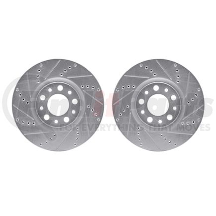 7002-39001 by DYNAMIC FRICTION COMPANY - Brake Rotors - Drilled & Slotted - Silver