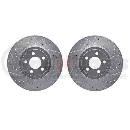 7002-39004 by DYNAMIC FRICTION COMPANY - Brake Rotors - Drilled & Slotted - Silver