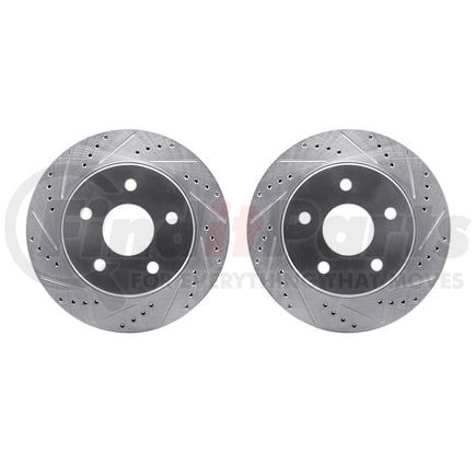 7002-40006 by DYNAMIC FRICTION COMPANY - Brake Rotors - Drilled & Slotted - Silver