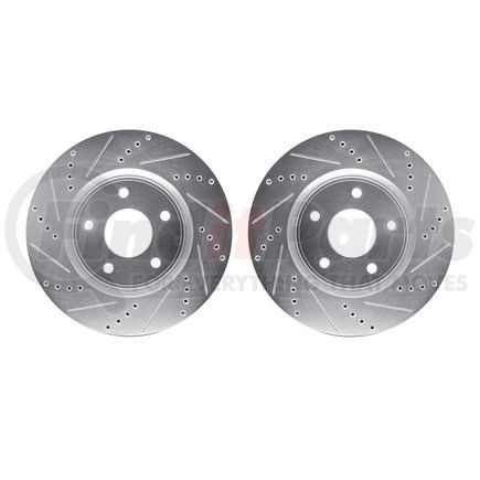 7002-40014 by DYNAMIC FRICTION COMPANY - Brake Rotors - Drilled & Slotted - Silver