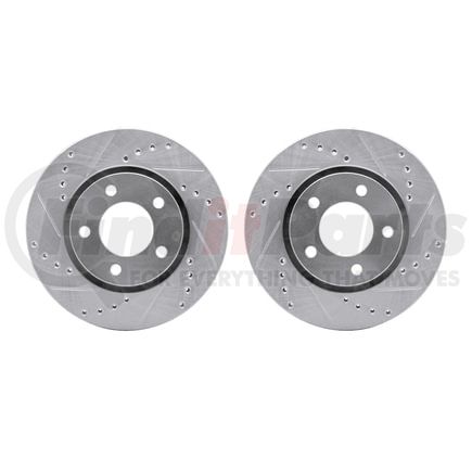 7002-40018 by DYNAMIC FRICTION COMPANY - Brake Rotors - Drilled & Slotted - Silver