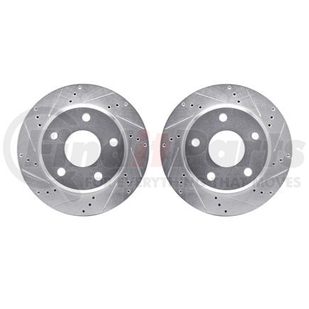 7002-40044 by DYNAMIC FRICTION COMPANY - Brake Rotors - Drilled & Slotted - Silver