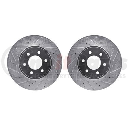 7002-40048 by DYNAMIC FRICTION COMPANY - Brake Rotors - Drilled & Slotted - Silver