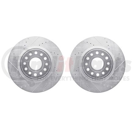 7002-40062 by DYNAMIC FRICTION COMPANY - Brake Rotors - Drilled & Slotted - Silver