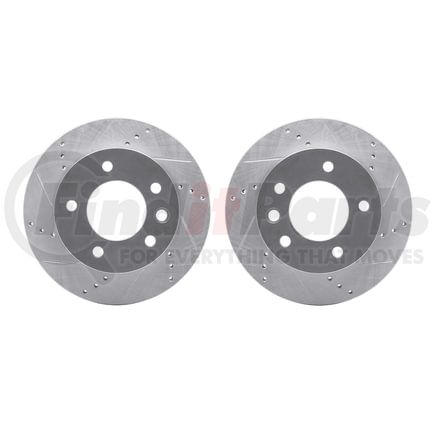 7002-40073 by DYNAMIC FRICTION COMPANY - Brake Rotors - Drilled & Slotted - Silver