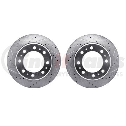 7002-40099 by DYNAMIC FRICTION COMPANY - Brake Rotors - Drilled & Slotted - Silver