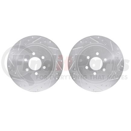 7002-40105 by DYNAMIC FRICTION COMPANY - Brake Rotors - Drilled & Slotted - Silver