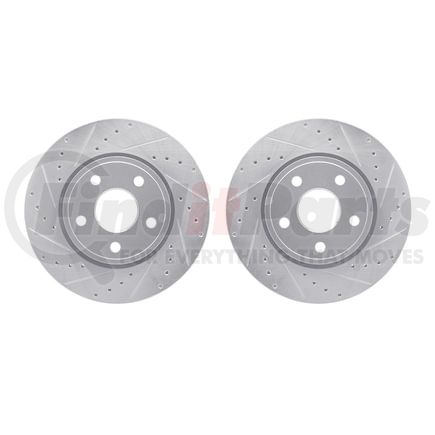 7002-42005 by DYNAMIC FRICTION COMPANY - Brake Rotors - Drilled & Slotted - Silver