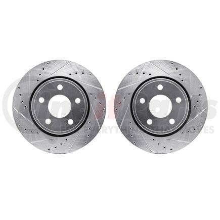 7002-42014 by DYNAMIC FRICTION COMPANY - Brake Rotors - Drilled & Slotted - Silver