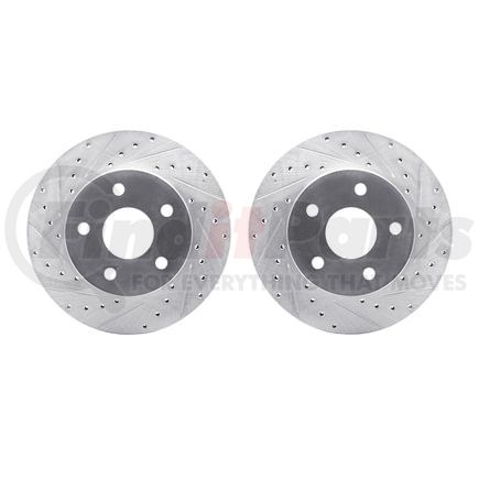 7002-42016 by DYNAMIC FRICTION COMPANY - Brake Rotors - Drilled & Slotted - Silver