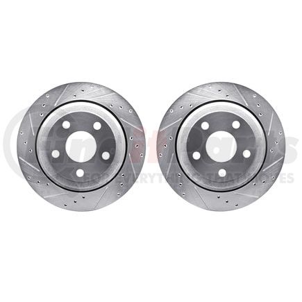 7002-42025 by DYNAMIC FRICTION COMPANY - Brake Rotors - Drilled & Slotted - Silver