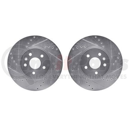 7002-45004 by DYNAMIC FRICTION COMPANY - Brake Rotors - Drilled & Slotted - Silver