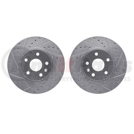 7002-45000 by DYNAMIC FRICTION COMPANY - Brake Rotors - Drilled & Slotted - Silver