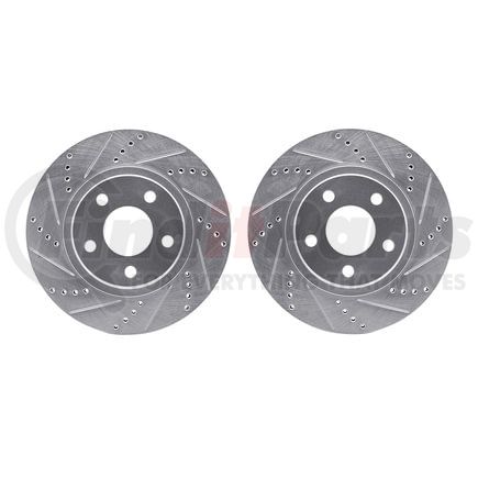 7002-45008 by DYNAMIC FRICTION COMPANY - Brake Rotors - Drilled & Slotted - Silver