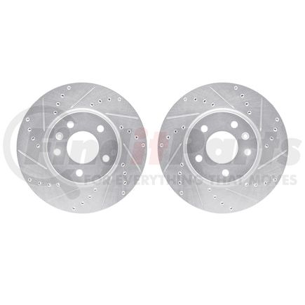 7002-45005 by DYNAMIC FRICTION COMPANY - Brake Rotors - Drilled & Slotted - Silver