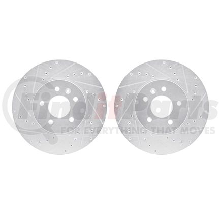 7002-46005 by DYNAMIC FRICTION COMPANY - Brake Rotors - Drilled & Slotted - Silver