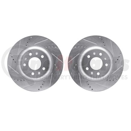 7002-46015 by DYNAMIC FRICTION COMPANY - Brake Rotors - Drilled & Slotted - Silver