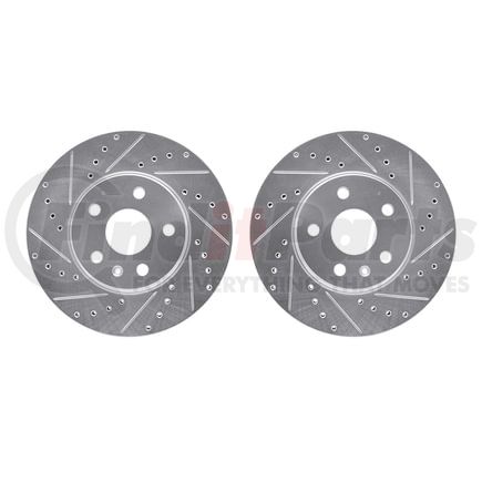 7002-46016 by DYNAMIC FRICTION COMPANY - Brake Rotors - Drilled & Slotted - Silver