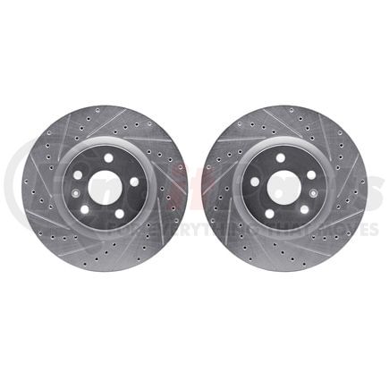 7002-46017 by DYNAMIC FRICTION COMPANY - Brake Rotors - Drilled & Slotted - Silver