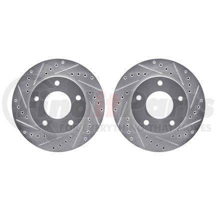 7002-46022 by DYNAMIC FRICTION COMPANY - Brake Rotors - Drilled & Slotted - Silver