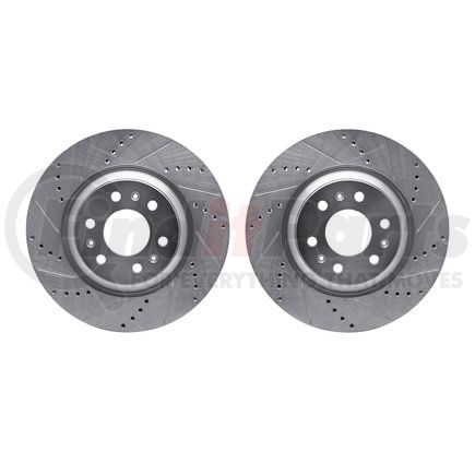 7002-46023 by DYNAMIC FRICTION COMPANY - Brake Rotors - Drilled & Slotted - Silver