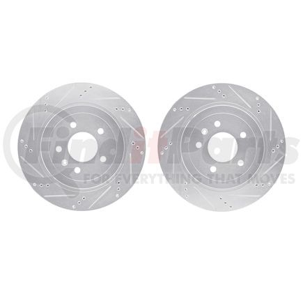 7002-46037 by DYNAMIC FRICTION COMPANY - Brake Rotors - Drilled & Slotted - Silver