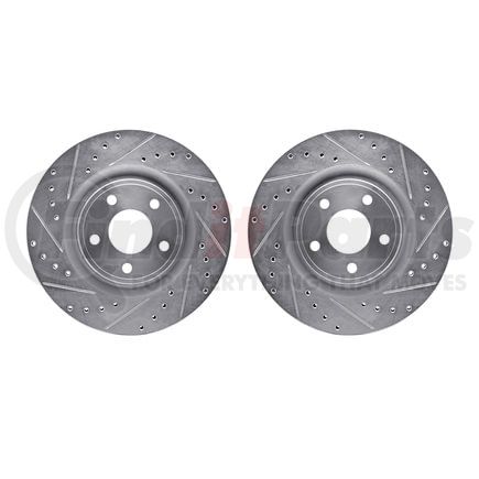 7002-47028 by DYNAMIC FRICTION COMPANY - Brake Rotors - Drilled & Slotted - Silver