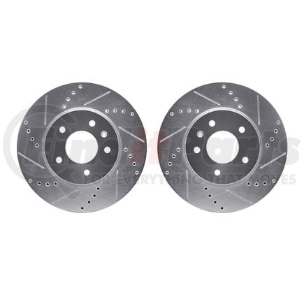 7002-47024 by DYNAMIC FRICTION COMPANY - Brake Rotors - Drilled & Slotted - Silver