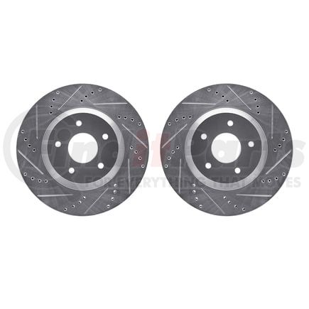 7002-47033 by DYNAMIC FRICTION COMPANY - Brake Rotors - Drilled & Slotted - Silver