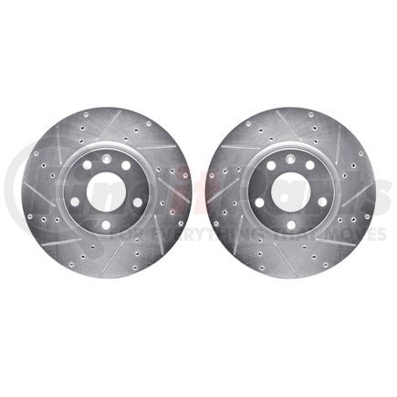 7002-47035 by DYNAMIC FRICTION COMPANY - Brake Rotors - Drilled & Slotted - Silver