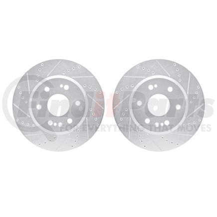 7002-47040 by DYNAMIC FRICTION COMPANY - Brake Rotors - Drilled & Slotted - Silver