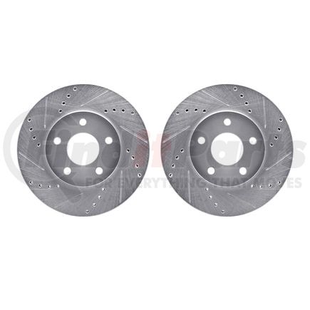 7002-47037 by DYNAMIC FRICTION COMPANY - Brake Rotors - Drilled & Slotted - Silver