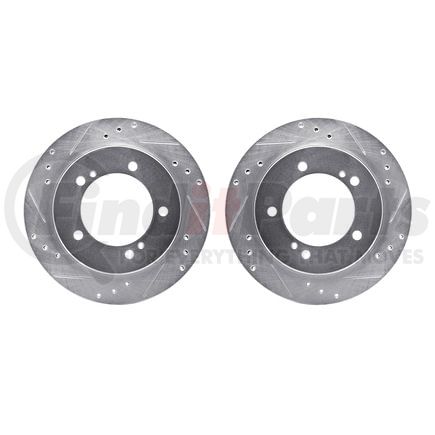 7002-47046 by DYNAMIC FRICTION COMPANY - Brake Rotors - Drilled & Slotted - Silver