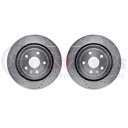 7002-47052 by DYNAMIC FRICTION COMPANY - Brake Rotors - Drilled & Slotted - Silver