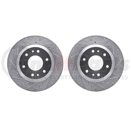 7002-48002 by DYNAMIC FRICTION COMPANY - Brake Rotors - Drilled & Slotted - Silver