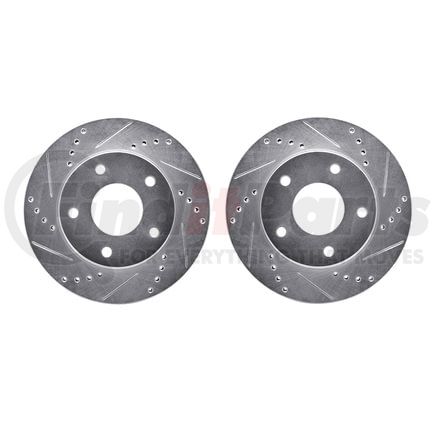 7002-48005 by DYNAMIC FRICTION COMPANY - Brake Rotors - Drilled & Slotted - Silver