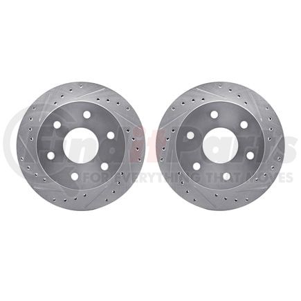 7002-48007 by DYNAMIC FRICTION COMPANY - Brake Rotors - Drilled & Slotted - Silver