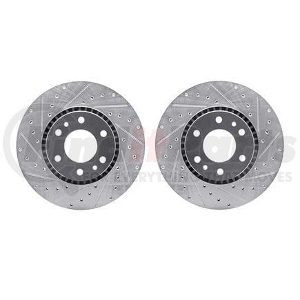 7002-48003 by DYNAMIC FRICTION COMPANY - Brake Rotors - Drilled & Slotted - Silver