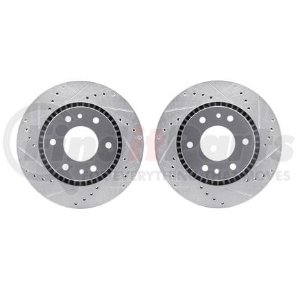 7002-48004 by DYNAMIC FRICTION COMPANY - Brake Rotors - Drilled & Slotted - Silver