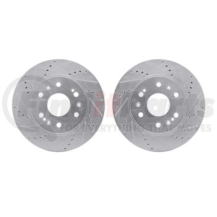 7002-48009 by DYNAMIC FRICTION COMPANY - Brake Rotors - Drilled & Slotted - Silver