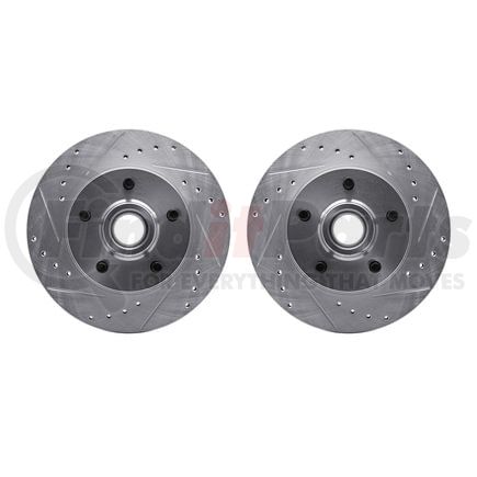 7002-48016 by DYNAMIC FRICTION COMPANY - Brake Rotors - Drilled & Slotted - Silver