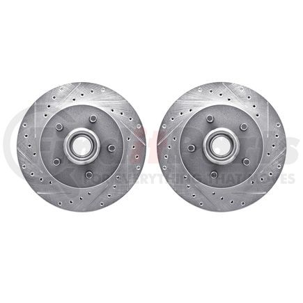 7002-48017 by DYNAMIC FRICTION COMPANY - Brake Rotors - Drilled & Slotted - Silver